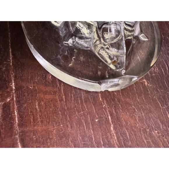 Vintage Clear Pressed Glass Rooster Figurine 8” Tall Round Base Chip on Rim - Picture 8 of 10